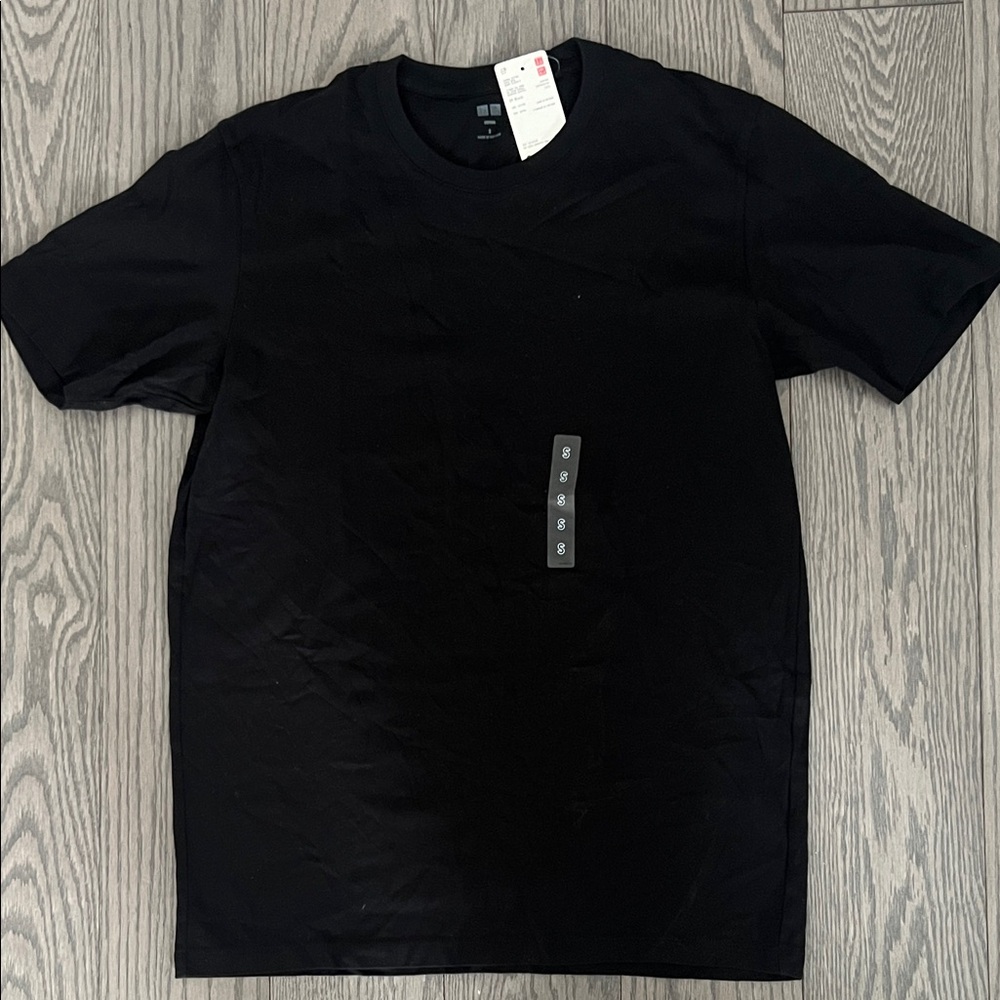 Black Uniqlo Supima Cotton Crew Neck Men's T-Shirt